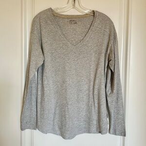 Eddie Bauer Long-Sleeve V-Neck T-Shirt – Heather Gray, Women’s Size S